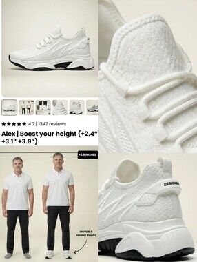 Height Boosting White Sneakers - NEW